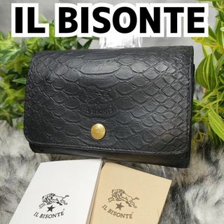 イルビゾンテ(IL BISONTE)のイルビゾンテ 財布 パイソン ブラック レザー ILBISONTE 折り財布 黒(財布)