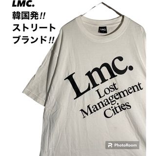 エルエムシー(LMC)のTシャツ　古着　LMC Tシャツ L ホワイト　ビックロゴ 韓国ファッション(Tシャツ(半袖/袖なし))