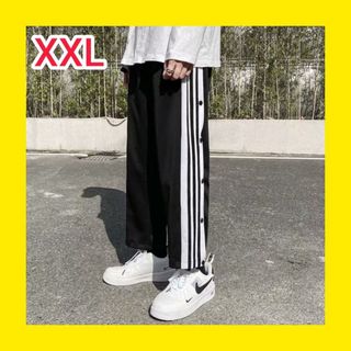 メンズ パンツ 黒 XXL サイドボタン サイドライン バスケ カジュアル(その他)