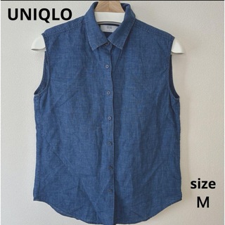 ユニクロ(UNIQLO)のsize M☆UNIQLO / ユニクロ ノースリーブリネンシャツ麻100%(シャツ/ブラウス(半袖/袖なし))