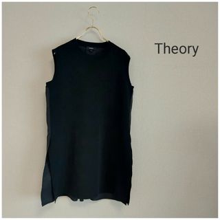 セオリー(theory)のセオリー☆異素材　ノースリーブ　プルオーバートップス　sizeS(Tシャツ/カットソー(半袖/袖なし))