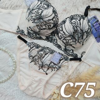 №806【C75】ダズリン バタフライ 育乳脇高 ブラジャー&フルバックショーツ(ブラ&ショーツセット)