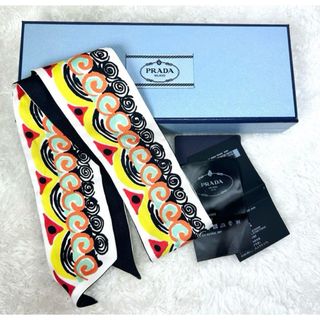 プラダ(PRADA)のプラダ　PRADA リボンスカーフ　シルク　NERO(バンダナ/スカーフ)