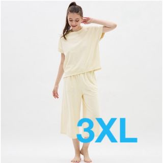 ジーユー(GU)のソフトパイルラウンジセット(半袖&7分丈) 3XL(ルームウェア)