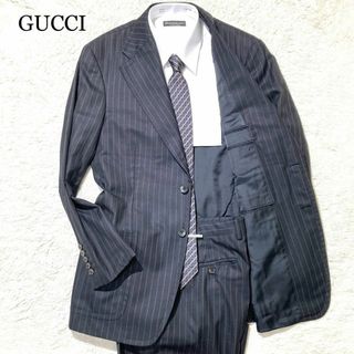 Gucci - 【美品】GUCCI グッチ スーツ セットアップ ブラック ストライプ 50R