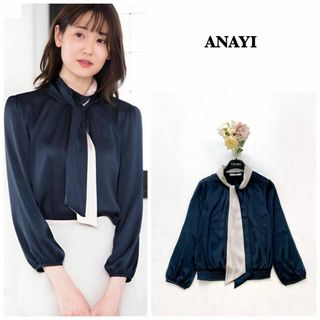 ANAYI - 【ANAYI】新品未使用＊サテンスムースボウタイ　プルオーバー　ブラウス　38