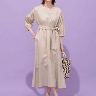 新品　ナノユニバース　リネンワンピース　ロング　ベージュ