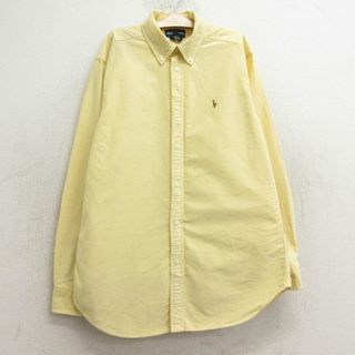 ラルフローレン(Ralph Lauren)の古着 ラルフローレン Ralph Lauren 長袖 ブランド シャツ キッズ ボーイズ 子供服 90年代 90s ワンポイントロゴ オックスフォード コットン ボタンダウン 黄 イエロー 24jun04(シャツ/カットソー)