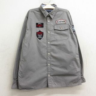 トミーヒルフィガー(TOMMY HILFIGER)の古着 トミーヒルフィガー TOMMY HILFIGER 長袖 ブランド シャツ キッズ ボーイズ 子供服 ワッペン コットン グレー 24jun04(シャツ/カットソー)