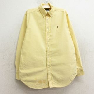 ラルフローレン(Ralph Lauren)の古着 ラルフローレン Ralph Lauren 長袖 ブランド シャツ キッズ ボーイズ 子供服 90年代 90s ワンポイントロゴ オックスフォード コットン ボタンダウン 黄 イエロー 24jun04(シャツ/カットソー)