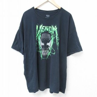 XL★古着 半袖 Tシャツ メンズ マーベル ヴェノム 大きいサイズ コットン クルーネック 黒 ブラック 【spe】 24jun04 中古