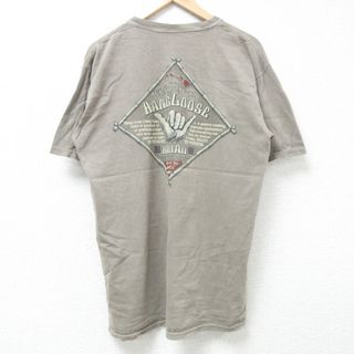 L★古着 半袖 Tシャツ メンズ ハワイ コットン クルーネック 薄こげ茶 ブラウン 24jun04 中古(Tシャツ/カットソー(半袖/袖なし))