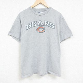 L★古着 半袖 Tシャツ メンズ NFL シカゴベアーズ クルーネック グレー 霜降り アメフト スーパーボウル 24jun04 中古(Tシャツ/カットソー(半袖/袖なし))