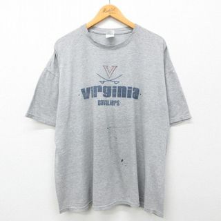 XL★古着 半袖 ビンテージ Tシャツ メンズ 00年代 00s バージニアキャバリアーズ 大きいサイズ クルーネック グレー 霜降り 24jun04 中古(Tシャツ/カットソー(半袖/袖なし))