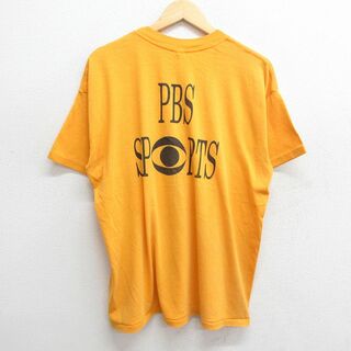 XL★古着 半袖 ビンテージ Tシャツ メンズ 90年代 90s PBS SPORTS クルーネック USA製 オレンジ 24jun04 中古(Tシャツ/カットソー(半袖/袖なし))