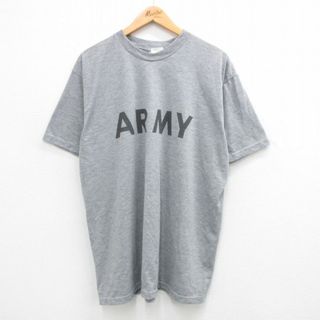 XL★古着 半袖 ビンテージ Tシャツ メンズ ミリタリー アーミー ARMY リフレクター 大きいサイズ クルーネック USA製 グレー 霜降り 24jun04 中古