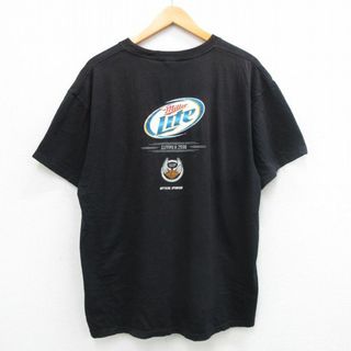 Harley Davidson - XL★古着 半袖 ビンテージ Tシャツ メンズ 00年代 00s ミラーライト ビール ハーレーダビッドソン Harley Davidson 大きいサイズ コットン クルーネック 黒 ブラック 24jun04 中古