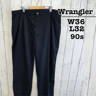 ラングラー(Wrangler)のWrangler　90s　チノパン　コットンパンツ　ネイビー　W36　USA古着(チノパン)