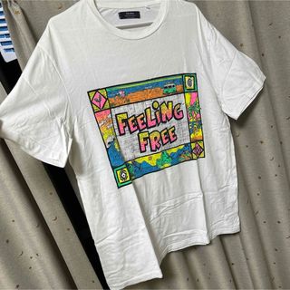 ベルシュカ(Bershka)の夏T⑩ベルシュカBershka クールネックTシャツ　半袖　ホワイト　L(Tシャツ/カットソー(半袖/袖なし))