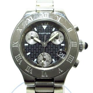 カルティエ(Cartier)のCartier(カルティエ) 腕時計 マスト21クロノスカフSM W10198U2 レディース SS×ラバーベルト/クロノグラフ 黒(腕時計)