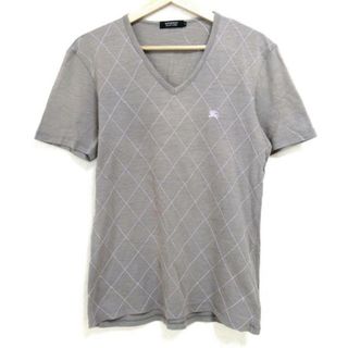 Burberry Black Label(バーバリーブラックレーベル) 半袖Tシャツ サイズ2 M メンズ - グレーベージュ×ピンク Vネック/ステッチ