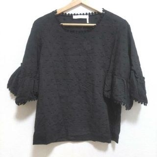 シーバイクロエ(SEE BY CHLOE)のSEE BY CHLOE(シーバイクロエ) 七分袖カットソー サイズ36 S レディース美品  - 黒 クルーネック/刺繍/ドット柄(カットソー(長袖/七分))