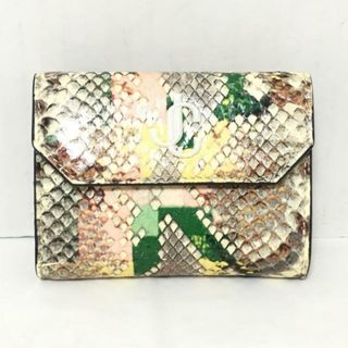 ジミーチュウ(JIMMY CHOO)のJIMMY CHOO(ジミーチュウ) Wホック財布 - イエロー×ブラウン×マルチ パイソン型押し レザー(財布)