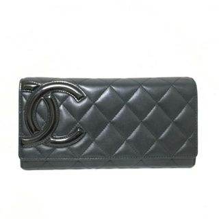 シャネル(CHANEL)のCHANEL(シャネル) 長財布 カンボンライン 黒 ココマーク ラムスキン×エナメル（レザー）(財布)