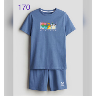 エイチアンドエム(H&M)の新品　ポケモン　オーガニック　パジャマ　Tシャツ&パンツ　170(パジャマ)