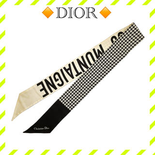 クリスチャンディオール(Christian Dior)の良品 ディオール ミッツァ スカーフ シルク 30 モンテーニュ 黒 レディース(バンダナ/スカーフ)