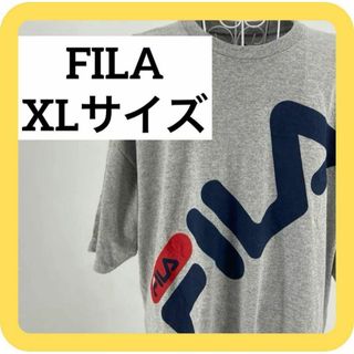 フィラ(FILA)のFILA  XLサイズ　フィラ　半袖　Tシャツ　ビッグプリントロゴ　グレー(Tシャツ/カットソー(半袖/袖なし))