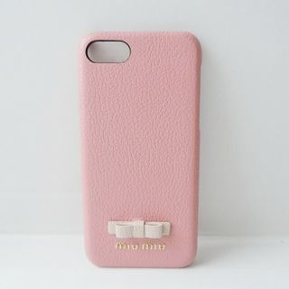 miumiu - miumiu(ミュウミュウ) 携帯電話ケース美品  - 5ZH035 ピンク×ライトピンク iPhoneケース/リボン/iPhone6・6S・7・8 レザー