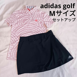 アディダス(adidas)のadidas ゴルフ　セットアップ　Mサイズ　ピンク♡ 紺 ポロシャツ スカート(ウエア)