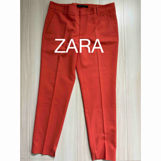 ザラ(ZARA)の美品　ZARA woman センタープレスパンツ　オレンジ　40(カジュアルパンツ)
