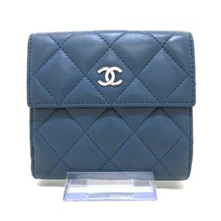 シャネル(CHANEL)のCHANEL(シャネル) Wホック財布 マトラッセ ブルー シルバー金具/ココマーク ラムスキン(財布)