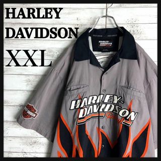 ハーレーダビッドソン(Harley Davidson)の8957【希少2XLサイズ】ハーレーダビッドソン☆総柄デザイン半袖シャツ入手困難(シャツ)