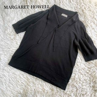 MARGARET HOWELL - マーガレットハウエル リボンタイ 半袖 サマーセーター ブラック M