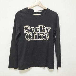 シーバイクロエ(SEE BY CHLOE)のSEE BY CHLOE(シーバイクロエ) 長袖カットソー サイズ38 M レディース - 黒×ライトピンク×マルチ クルーネック/ラメ(カットソー(長袖/七分))