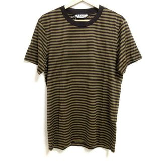 マルニ(Marni)のMARNI(マルニ) 半袖Tシャツ サイズ46 S メンズ美品  - ダークブラウン×ライトブラウン×黒 クルーネック/ボーダー(Tシャツ/カットソー(半袖/袖なし))