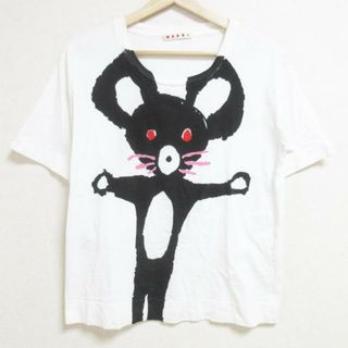 マルニ(Marni)のMARNI(マルニ) 半袖Tシャツ サイズ38 S レディース - 白×黒×マルチ クルーネック/ウサギ柄(Tシャツ(半袖/袖なし))