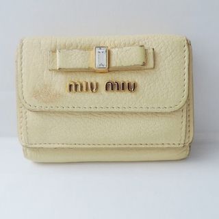 miumiu - miumiu(ミュウミュウ) 3つ折り財布 - ライトイエロー ビジュー/リボン レザー