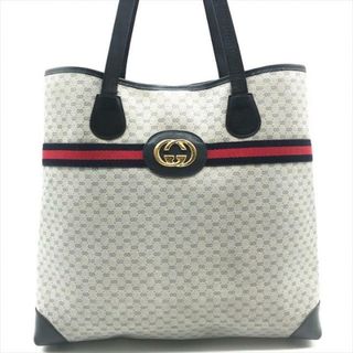 グッチ(Gucci)の良品 GUCCI グッチ オールドグッチ GG金具 シェリーライン マイクロGG PVC レザー トート バッグ ネイビー a3859(トートバッグ)