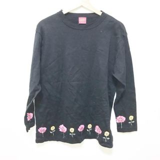 ケンゾー(KENZO)のKENZO(ケンゾー) 半袖カットソー サイズM レディース - 黒×マルチ クルーネック/フラワー(花)(カットソー(半袖/袖なし))