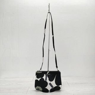 marimekko - marimekko unikko ウニッコ 2way ポーチ ポシェット コットン ショルダーバッグ ブラック ホワイト レディース マリメッコ【中古】4-0523G◎