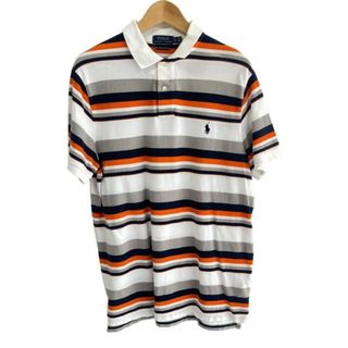 ポロラルフローレン(POLO RALPH LAUREN)のPOLObyRalphLauren(ポロラルフローレン) 半袖ポロシャツ サイズLG L メンズ - 白×グレーベージュ×マルチ ボーダー(ポロシャツ)