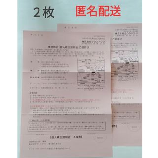 ラウンドワン　株主優待　東京地区個人株主説明会　招待状　２枚(その他)