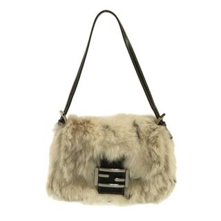 フェンディ(FENDI)のFENDI(フェンディ) ハンドバッグ マンマバケット 8BR180 アイボリー×黒 ファー×レザー(ハンドバッグ)