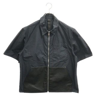 クロムハーツ(Chrome Hearts)のCHROME HEARTS クロムハーツ Y NOT クロスパッチ レザーポケット ジップアップ ナイロン半袖シャツ ブラック(シャツ)