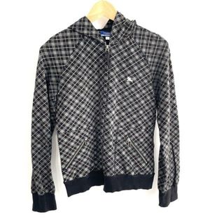 バーバリーブルーレーベル(BURBERRY BLUE LABEL)のBurberry Blue Label(バーバリーブルーレーベル) パーカー サイズ38 M レディース - 黒×ベージュ×マルチ 長袖/チェック柄/ジップアップ(パーカー)