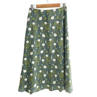 Sybilla(シビラ) ロングスカート サイズM レディース美品  - グリーン×イエローグリーン×白 刺繍/フラワー(花)